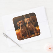Rhodesian Ridgeback Pup Autumn Delight Pompoen  Vierkante Sticker (Envelop)