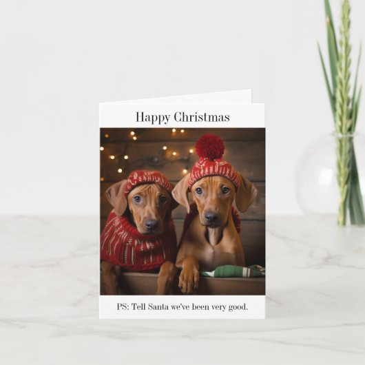 Rhodesian Ridgeback Puppies Happy Christmas Kaart (Voorkant)