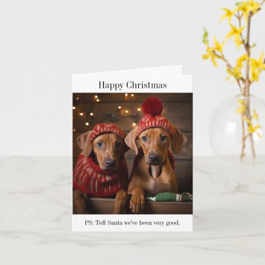 Rhodesian Ridgeback Puppies Happy Christmas Kaart (Gele Bloem)