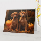 Rhodesian Ridgeback Puppy Herfst Delight Pompoen Kaart (Gele Bloem)
