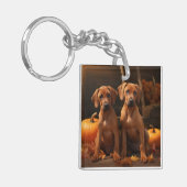 Rhodesian Ridgeback Puppy Herfst Delight Pompoen Sleutelhanger (Voorkant Links)
