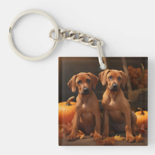 Rhodesian Ridgeback Puppy Herfst Delight Pompoen Sleutelhanger