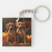 Rhodesian Ridgeback Puppy Herfst Delight Pompoen Sleutelhanger (Achterkant)