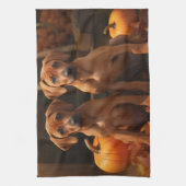 Rhodesian Ridgeback Puppy Herfst Delight Pompoen Theedoek (Verticaal)