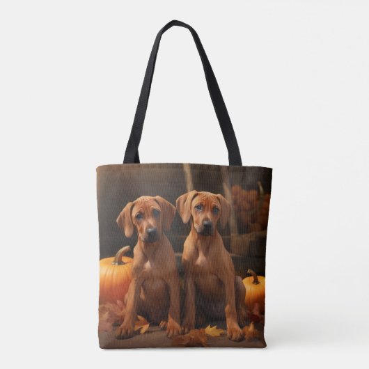 Rhodesian Ridgeback Puppy Herfst Delight Pompoen Tote Bag (Achterkant)