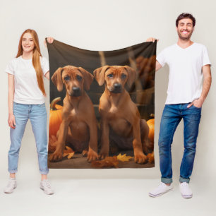 Rhodesian Ridgeback Puppy Herfst Plezier Pompoen Fleece Deken