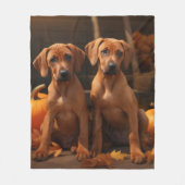 Rhodesian Ridgeback Puppy Herfst Plezier Pompoen Fleece Deken (Voorkant)