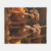 Rhodesian Ridgeback Puppy Herfst Plezier Pompoen Fleece Deken (Voorkant (Horizontaal))
