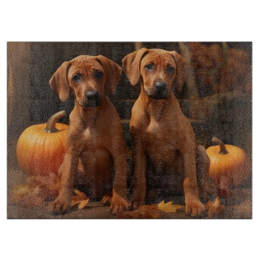 Rhodesian Ridgeback Puppy Herfstpracht Pompoen Snijplank (Voorkant)