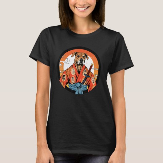 Rhodesian Ridgeback Samurai Funny Dog Warrior T-shirt (Voorkant)