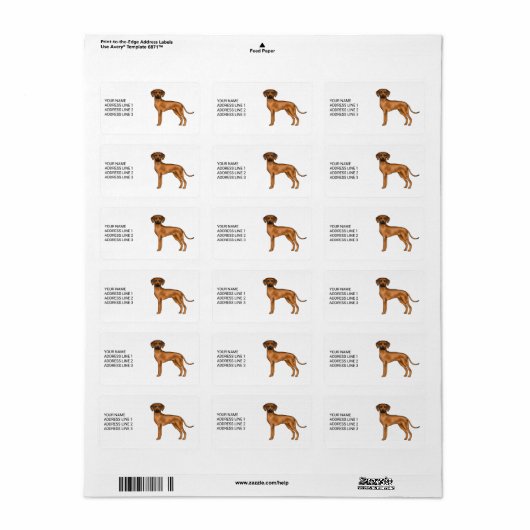 Rhodesian Ridgeback Schattige African Lion Dog and Etiket (Full Sheet)