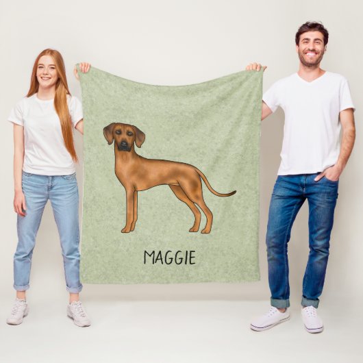 Rhodesian Ridgeback Schattige Bruine Hond Met Naam Fleece Deken (In situ)