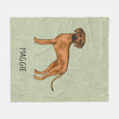 Rhodesian Ridgeback Schattige Bruine Hond Met Naam Fleece Deken (Voorkant (Horizontaal))