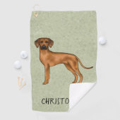 Rhodesian Ridgeback Schattige Bruine Hond Met Naam Golfhanddoek (Insitu)