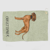Rhodesian Ridgeback Schattige Bruine Hond Met Naam Golfhanddoek (Horizontaal)