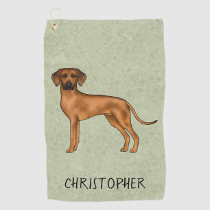 Rhodesian Ridgeback Schattige Bruine Hond Met Naam Golfhanddoek