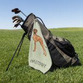 Rhodesian Ridgeback Schattige Bruine Hond Met Naam Golfhanddoek (Groen)