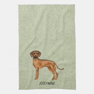Rhodesian Ridgeback Schattige Bruine Hond Met Naam Theedoek