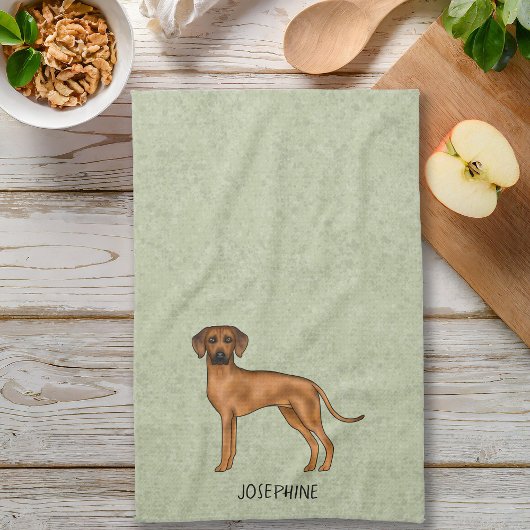 Rhodesian Ridgeback Schattige Bruine Hond Met Naam Theedoek