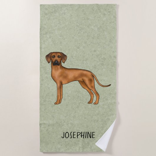 Rhodesian Ridgeback Schattigee Bruine Leeuwenhond  Strandlaken (Voorkant)