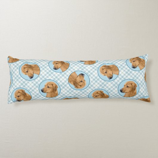 Rhodesian Ridgeback Schilderij Red Wheaten Dog Art Lichaamskussen (Achterkant)