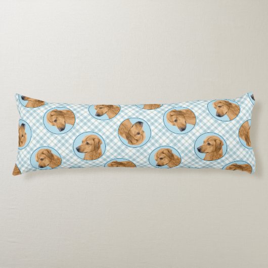 Rhodesian Ridgeback Schilderij Red Wheaten Dog Art Lichaamskussen (Voorkant)