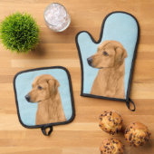 Rhodesian Ridgeback Schilderij Red Wheaten Dog Art Ovenwant & Pannenlap Set (Top down)