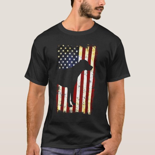 Rhodesian Ridgeback Silhouet Amerikaanse Vlag 4th  T-shirt (Voorkant)