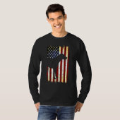 Rhodesian Ridgeback Silhouet Amerikaanse Vlag 4th  T-shirt (Voorkant volledig)