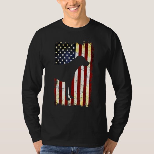 Rhodesian Ridgeback Silhouet Amerikaanse Vlag 4th  T-shirt (Voorkant)