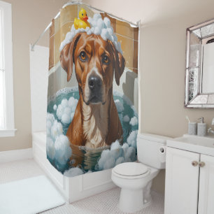Rhodesian Ridgeback Slordig Slaperig Schattig Grap Douchegordijn