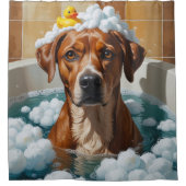 Rhodesian Ridgeback Slordig Slaperig Schattig Grap Douchegordijn (Voorkant)