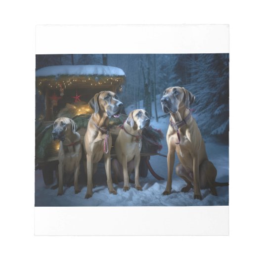 Rhodesian Ridgeback Sneeuw Slede Kerst Decoratie Notitieblok (Voorkant)