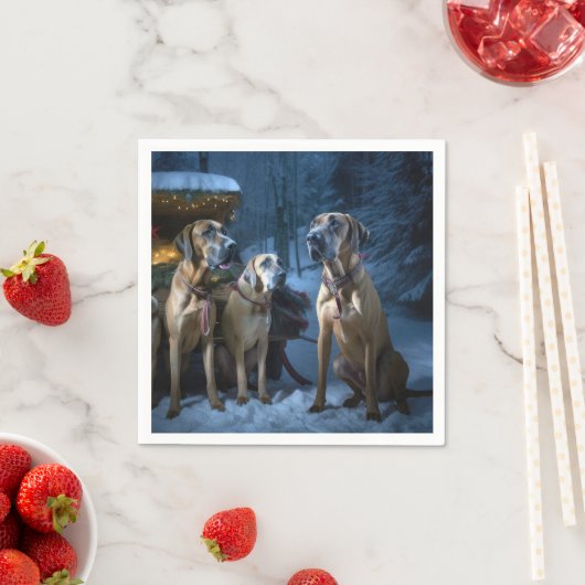 Rhodesian Ridgeback Sneeuw Slede Kerst Decoratie Servet (Insitu)