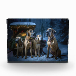 Rhodesian Ridgeback Sneeuw slee Christmas decorati Fotoblokken
