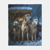 Rhodesian Ridgeback Sneeuw slee Kerst decor Fleece Deken (Voorkant)