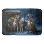 Rhodesian Ridgeback Snowy Sleigh Kerstdecoratie Badmat (Voorkant)