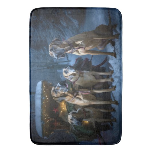 Rhodesian Ridgeback Snowy Sleigh Kerstdecoratie Badmat (Voorkant Verticaal)