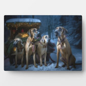 Rhodesian Ridgeback Snowy Sleigh Kerstdecoratie Fotoplaat (voorkant)