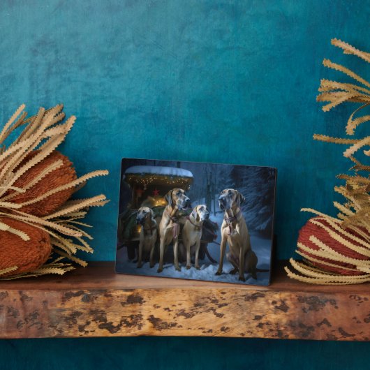 Rhodesian Ridgeback Snowy Sleigh Kerstdecoratie Fotoplaat (Zijkant)