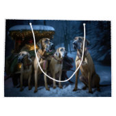 Rhodesian Ridgeback Snowy Sleigh Kerstdecoratie Groot Cadeauzakje (Achterkant)