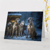 Rhodesian Ridgeback Snowy Sleigh Kerstdecoratie Kaart (Gele Bloem)