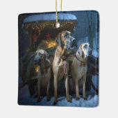 Rhodesian Ridgeback Snowy Sleigh Kerstdecoratie Keramisch Ornament (Links)