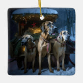 Rhodesian Ridgeback Snowy Sleigh Kerstdecoratie Keramisch Ornament (Voorkant)