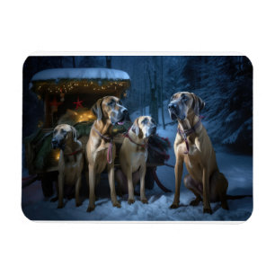 Rhodesian Ridgeback Snowy Sleigh Kerstdecoratie Magneet