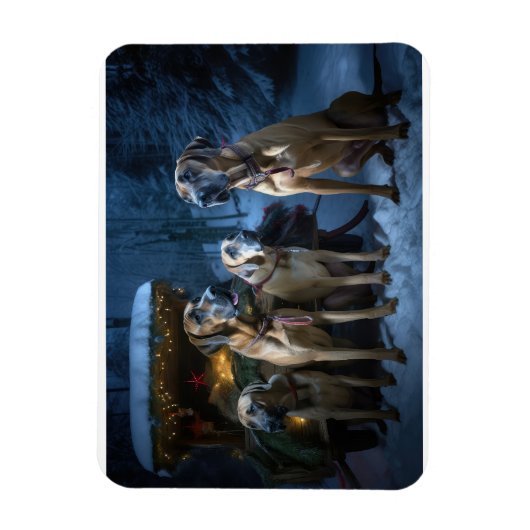 Rhodesian Ridgeback Snowy Sleigh Kerstdecoratie Magneet (Verticaal)