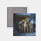 Rhodesian Ridgeback Snowy Sleigh Kerstdecoratie Magneet (Voorkant / Achterkant)