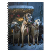 Rhodesian Ridgeback Snowy Sleigh Kerstdecoratie Notitieboek (Voorkant)