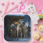 Rhodesian Ridgeback Snowy Sleigh Kerstdecoratie Papieren Bordje (Feest)