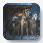 Rhodesian Ridgeback Snowy Sleigh Kerstdecoratie Papieren Bordje (Voorkant)